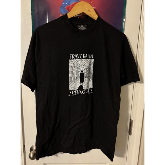 Art Praha Handmade Franz Kafka Prague Graphic Print Black Mens T-Shirt - Picture 1 of 6